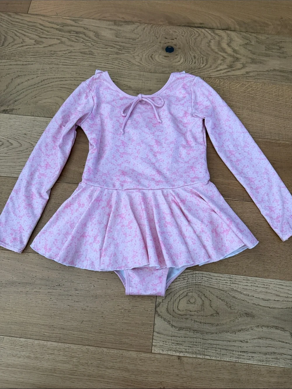 SweetHoney Pink Long-Sleeve One-Piece Leotard with Skirt